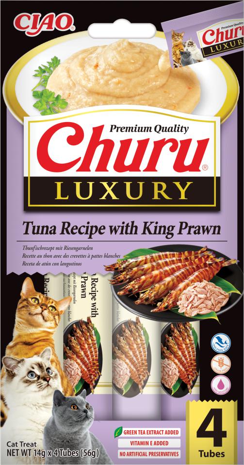 CHURU CAT LUXURY ATÚN CON LANGOSTINOS 14GR 1 CHURU CAT LUXURY ATUN CON LANGOSTINOS 4*14GR 12