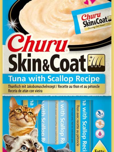 CHURU CAT SKIN&COAT ATUN CON VIEIRA 4*15GR  12 