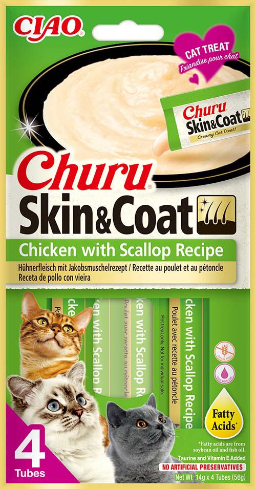 CHURU CAT SKIN&COAT POLLO CON VIEIRA 15GR 1 CHURU CAT SKIN&COAT POLLO CON VIEIRA 4*15GR 12