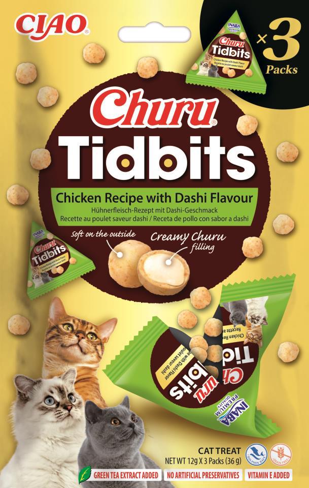 CHURU CAT TIDBITS POLLO CON SABOR DASHI 3 PACKS 1 CHURU CAT TIDBITS POLLO SABOR DASHI PACK 3*6