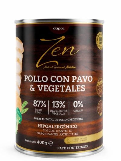 ZEN DOG paté pollo  pavo  vegetales 400g *NUEVO
