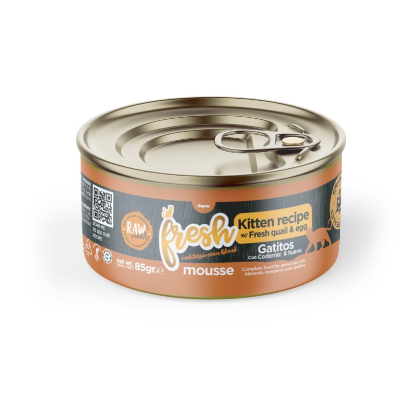 FRESH KITTEN LATA mousse codorniz & huevo 85gr 1 FRESH KITTEN LATA mousse codorniz & huevo 85gr
