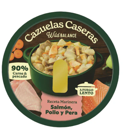 WILD BALANCE CAZUELA CASERA SALMÓN, POLLO & PERA 280GR