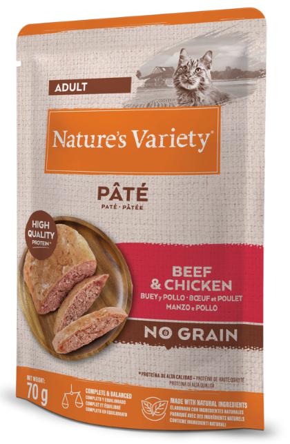 NATURE'S VARIETY CAT PATÉ POLLO & TERNERA 70GR 1 NVC ORIGINAL BEEF 0 070 KG*12