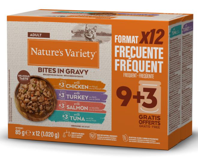 NATURE'S VARIETY WET CAT BITES MULTIPACK 12x85GR 1 WNVC BOCADITOS SALSA MULTIP 12*85 GR