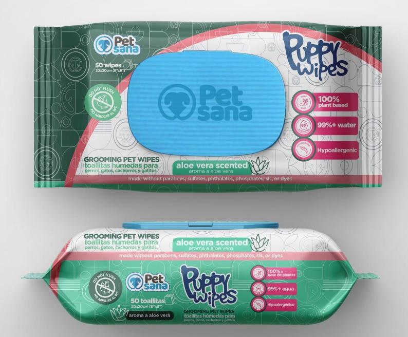 PETSANA PUPPY WIPES ALOE VERA 50UD 1 TOALLITAS PUPPY WIPES ALOE 50un